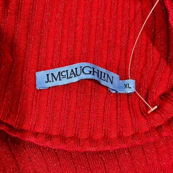 NWT J. McLaughlin Size XL Sylvana Red Shimmer Mock Neck Sweater $158 Holiday - Picture 3 of 8